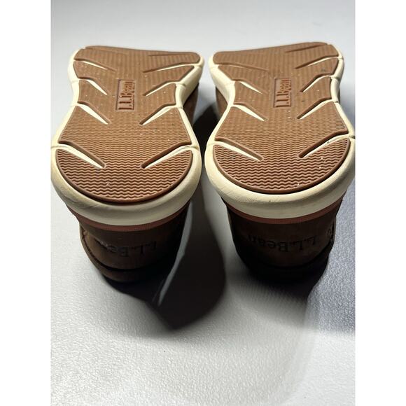 LL Bean Mens Kennebec Slip On Shoes 9 Medium Dark Earth Leather Athletic Sneaker - Picture 7 of 10